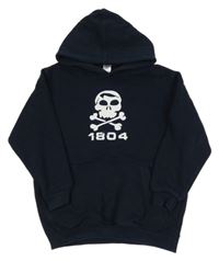 Tmavomodrá mikina s lebkou a kapucňou