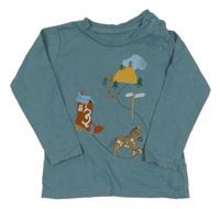 Modrošedé triko s koníkem a horami M&S