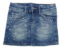 Modrá rifľová sukňa s kamienkami H&M