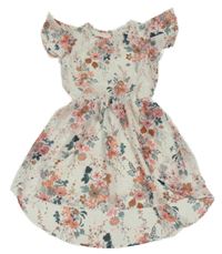 Smotanové šifónové kvetované šaty H&M