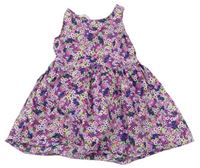 Fialovo-farebné kvetované plátenné šaty H&M