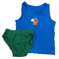 2Set - Cobaltově modrý nátělník s Bingem George + tmavozelené slipy F&F