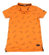 Neonově oranžové melírované polo tričko s logy RETOUR