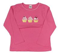 Tmavoružové tričko s cupcakes zn. alive