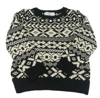 Čierno-biely vzorovaný pletený sveter H&M