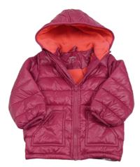 Malinová prešívaná šušťáková zimná bunda s kapucňou impidimpi