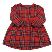 Červeno-tmavomodro-bielo-zlaté kockované šaty PRIMARK