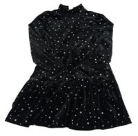 Čierne zamatové šaty s hviezdičkami M&S