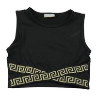 Černo-zlatý crop top se vzorem Matalan