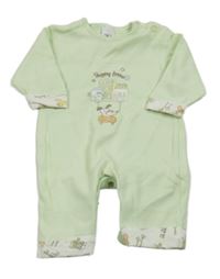 Světlezelený overal s domečky a pejskem a autíčkem C&A