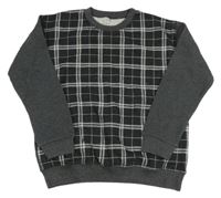 Čierno-svetlošedá -tmavosivá kockovaná mikina