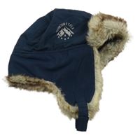 Tmavomodrá šusťáková zateplená beranice s horami a kožešinou H&M