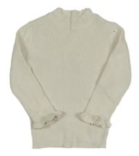 Smotanový rebrovaný úpletový rolák s volánikmi Nutmeg