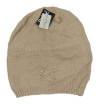 Nové - světlebéžová čepice s kamínky