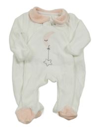 Bílo-světlerůžový sametový overal s měsícem a límečkem ORCHESTRA