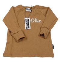 Nové - hnědé žebrované triko s nápisem cribstar