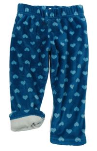 Petrrolejové plyšové zateplené legíny so srdiečkami Topomini