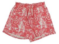 Jahodovo-biele batikované teplákové kraťasy LH