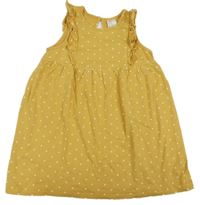 Okrové bodkovaná é šaty s volánikmi H&M