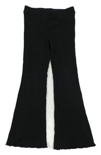 Čierne rebrované teplákové nohavice H&M