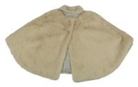 Smotanové kožušinové podšité pončo Zara