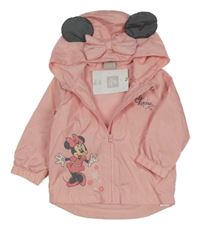 Nové - svetloružová šušťáková jesenná bunda s Minnie a kapucňou Disney