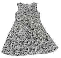 Sivo-čierne kvetované šifónové šaty C&A
