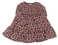 Staroružové úpletové šaty s leopardím vzorom F&F