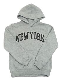 Sivá melírovaná mikina s nápisom a kapucňou H&M