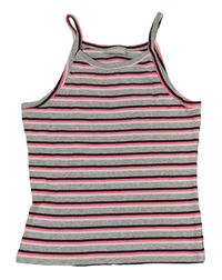 Sivo-čierno-neónově ružový pruhovaný rebrovaný top Matalan