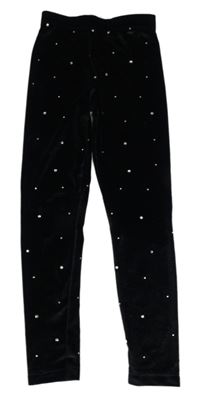 Černé sametové legíny s kamínky Dunnes