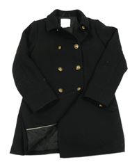 Černý vlněný podšitý kabát Next