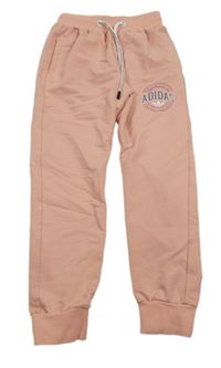 Růžové tepláky s potiskem Adidas