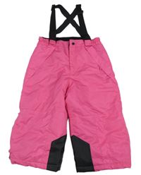 Trmavorůžovo-černé šusťákové funkční oteplovačky s kšandami Crane