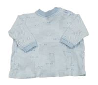 Bielo-svetlomodré pruhované tričko s medveďmi