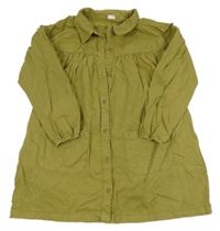 Khaki riflové propínací košilové šaty Next