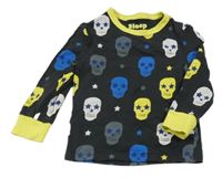 Černé pyžamové triko s lebkami M&S