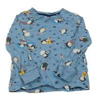 Modré pyžamové triko s tučňáky Lily & Dan