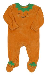 Oranžový zamatový overal - tekvica Nutmeg