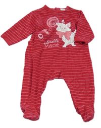 Malinovo-ružový pruhovaný zamatový overal s Marií Disney