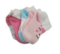 5x ponožky - bílo-světlemodro-růžové pruhované + 2x květované + 2x s jednorožcem