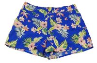 Zafírové kvetované ľahké kraťasy s listami New Look