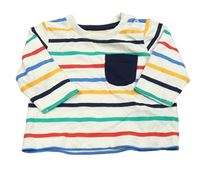 Bílo-barevné pruhované triko s kapsou Matalan