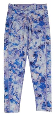 Světlemodro-modro-lila vzorované sportovní legíny USA pro