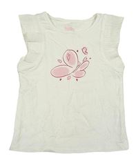 Biele tričko s motýlom Topolino