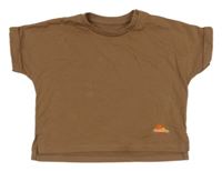 Hnědé oversize tričko s výšivkou