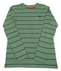 Kaki-čierne pruhované tričko s výšivkou Dunnes