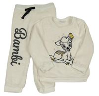 2set - Smetanová chlupatá mikina s Bambim + tepláky Disney