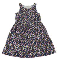 Tmavomodré bavlnené šaty so srdiečkami H&M