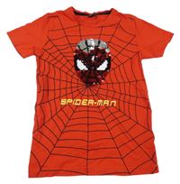 Červené tričko so Spidermanem z překlápěcích flitrů